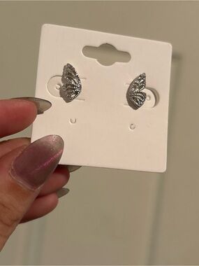 Butterfly Wing Stud Earring S925 Silver Brand New